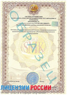 Образец сертификата соответствия (приложение) Набережные Челны Сертификат ISO 13485