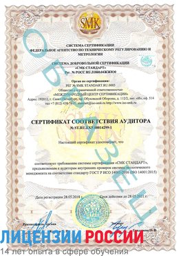 Образец сертификата соответствия аудитора №ST.RU.EXP.00014299-1 Набережные Челны Сертификат ISO 14001
