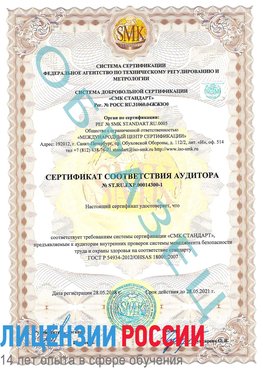 Образец сертификата соответствия аудитора №ST.RU.EXP.00014300-1 Набережные Челны Сертификат OHSAS 18001
